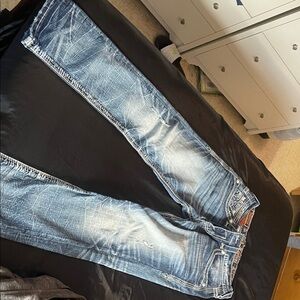 Rock Revival Distressed Blue Jeans